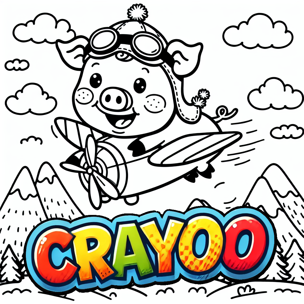 Paule, das fliegende Schwein - 10x Bild zum Ausmalen