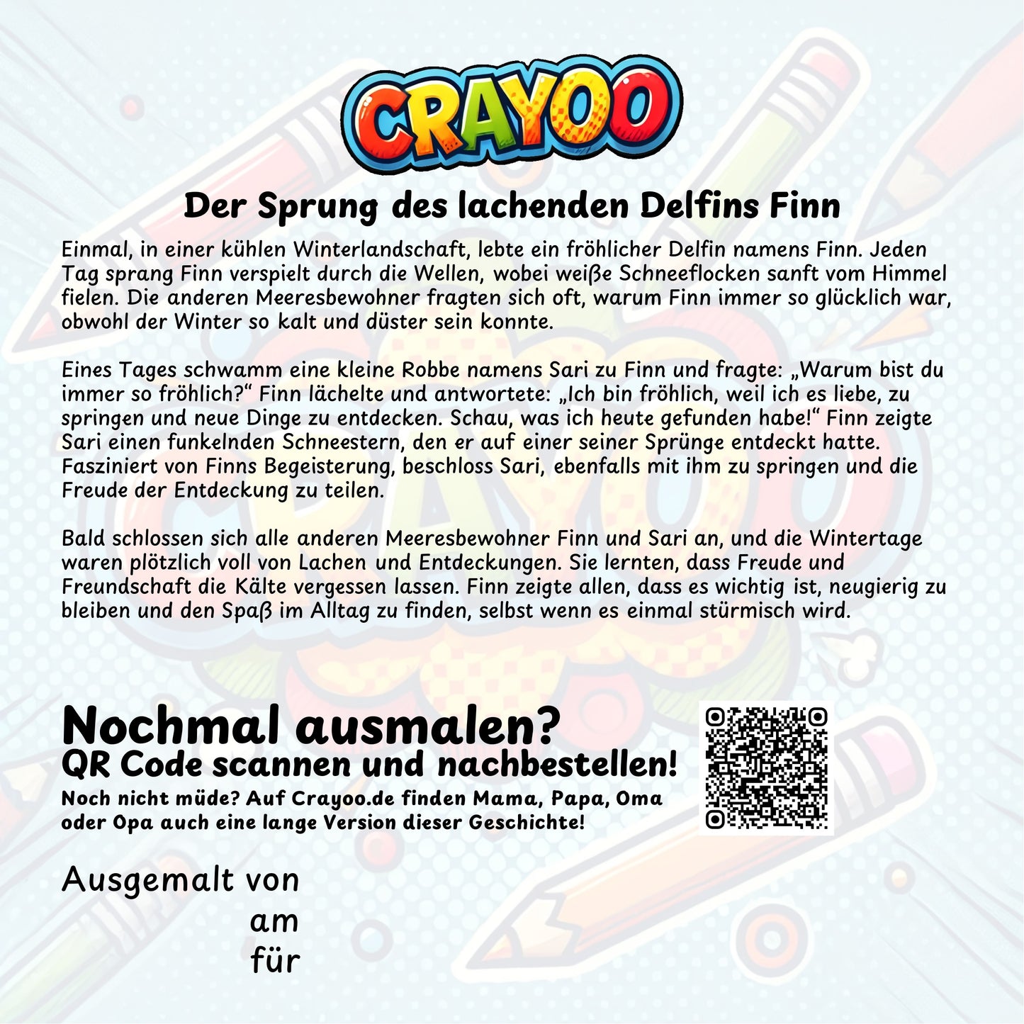 Der Sprung des lachenden Delfins Finn - 10x Bild zum Ausmalen