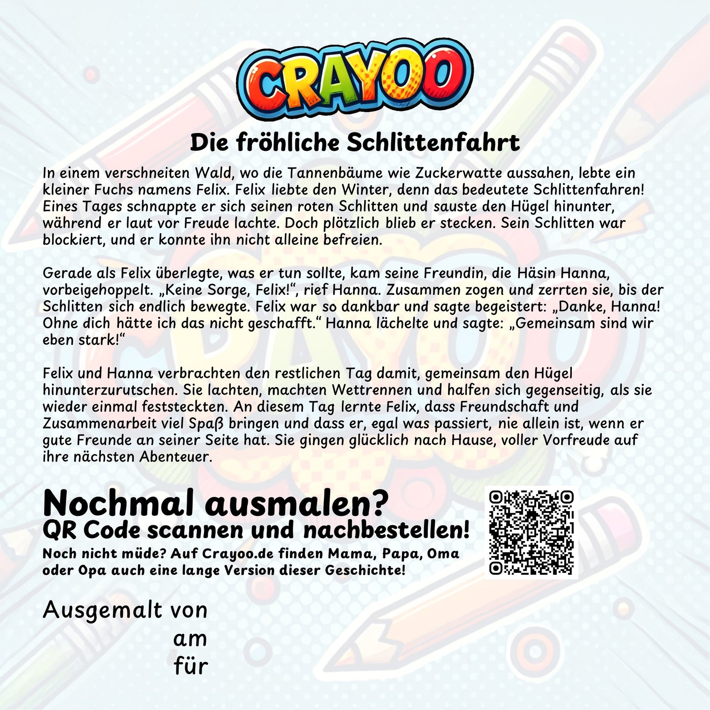 Die fröhliche Schlittenfahrt - 10x Bild zum Ausmalen