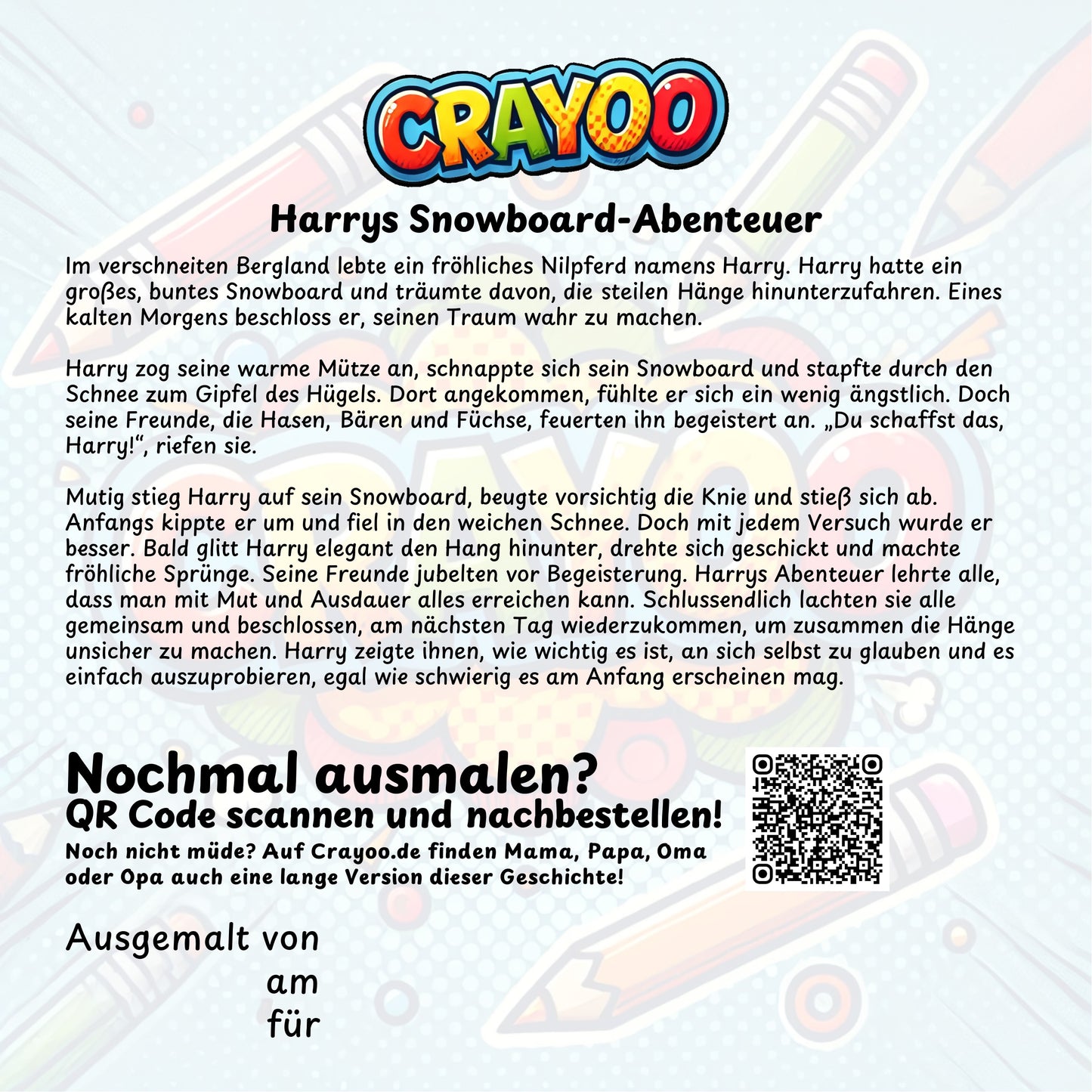 Harrys Snowboard-Abenteuer - 10x Bild zum Ausmalen
