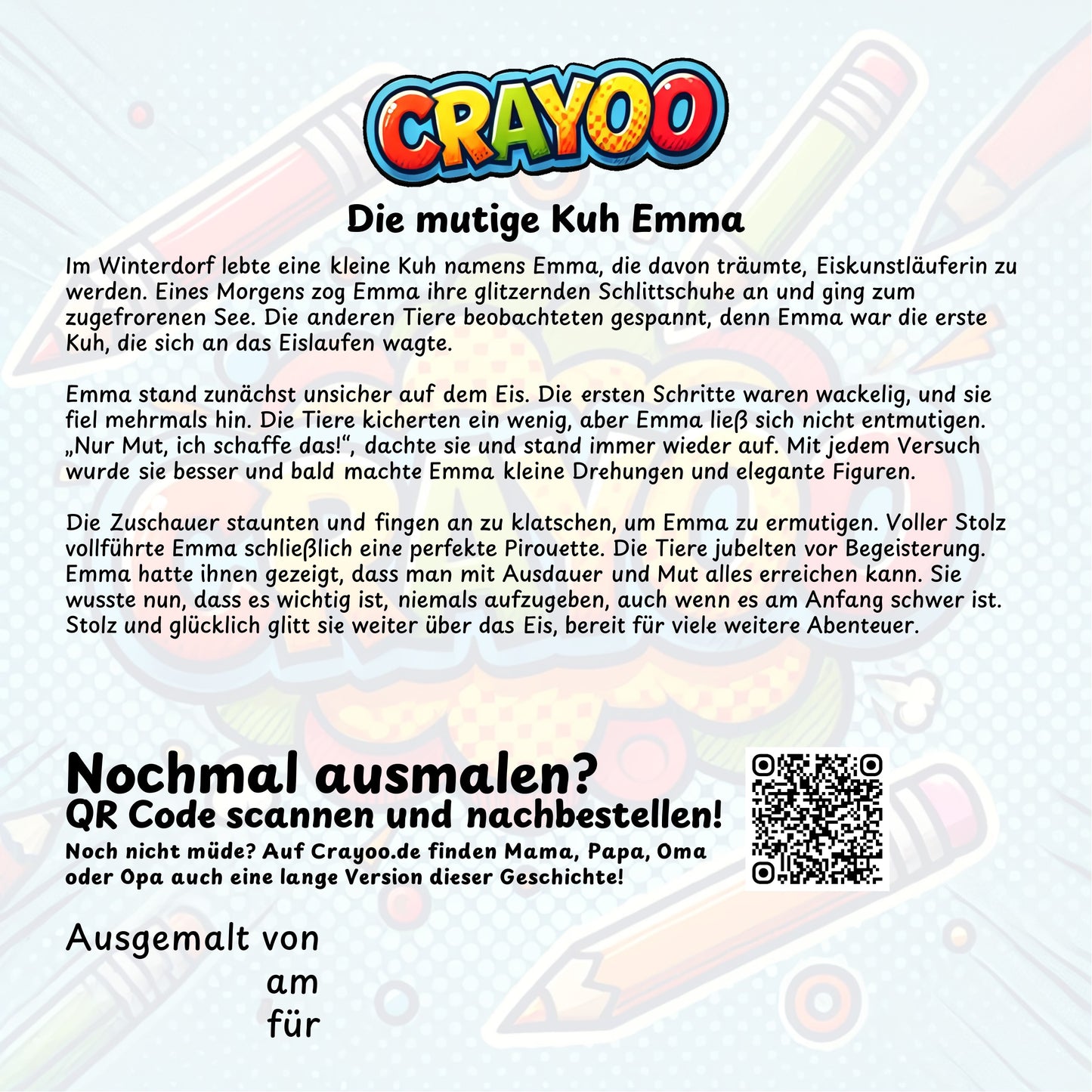 Die mutige Kuh Emma - 10x Bild zum Ausmalen
