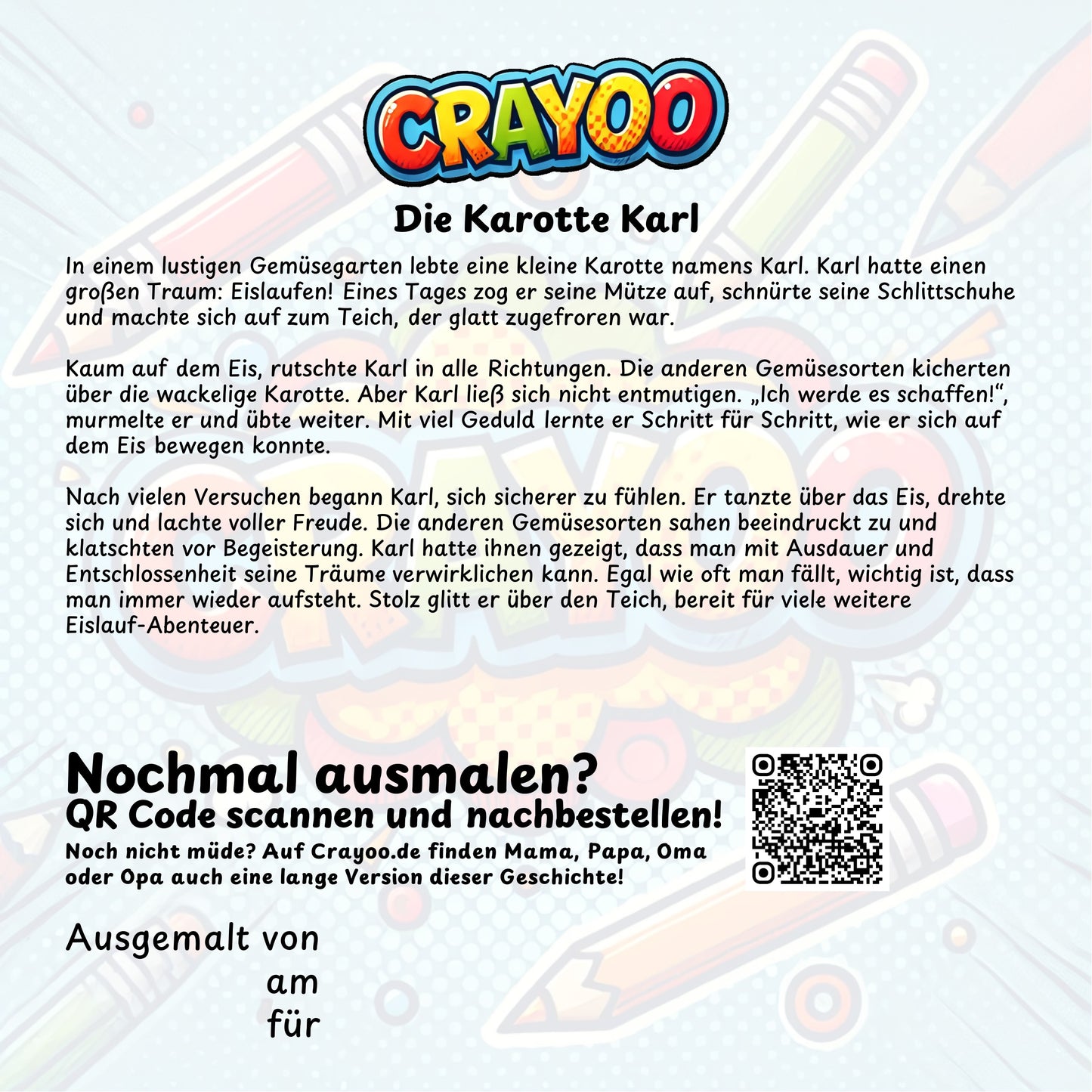 Die Karotte Karl - 10x Bild zum Ausmalen