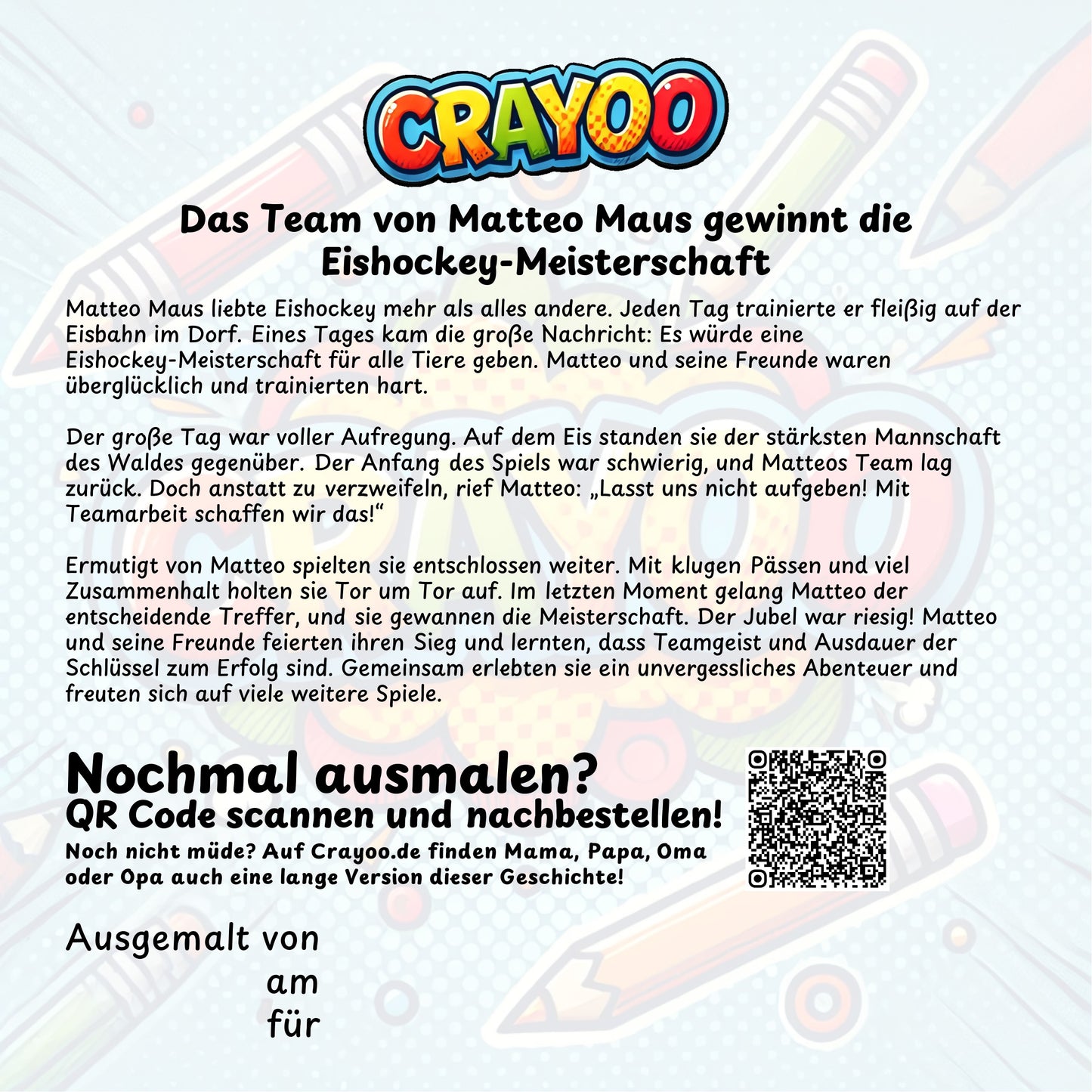Das Team von Matteo Maus gewinnt die Eishockey-Meisterschaft - 10x Bild zum Ausmalen