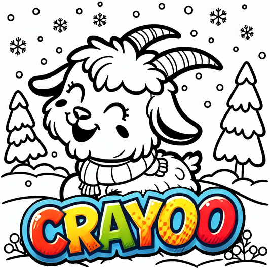 Zilly die tanzende Schneeziege - 10x Bild zum Ausmalen