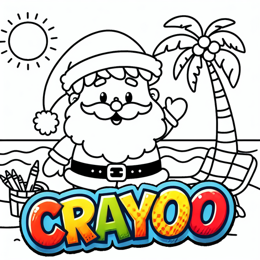 Der Weihnachtsmann im wohlverdienten Urlaub - 10x Bild zum Ausmalen