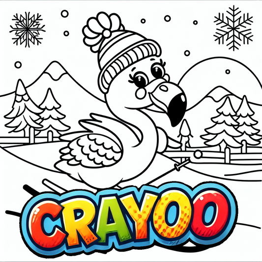 Flamingo Ringo besucht seinen Freund Siggi Schildkröte - 10x Bild zum Ausmalen