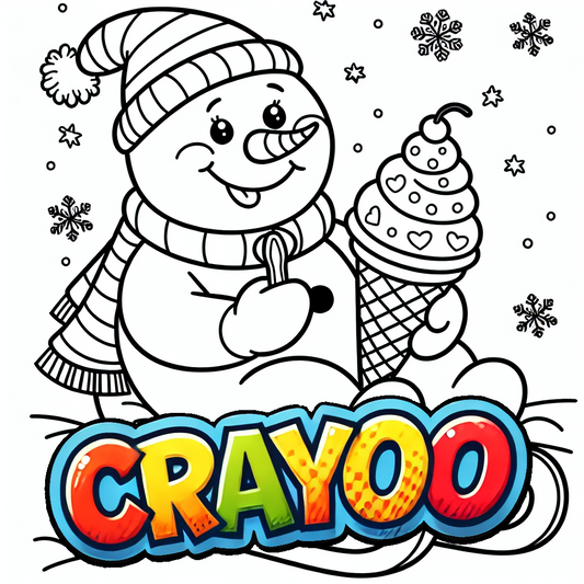 Schneemann Frosty und das Schleckeis - 10x Bild zum Ausmalen