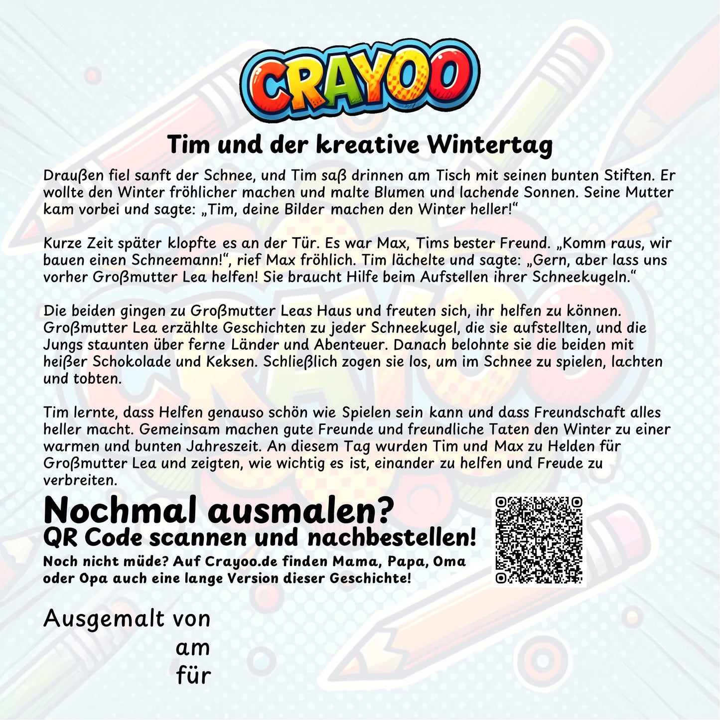 Tim und der kreative Wintertag - 10x Bild zum Ausmalen