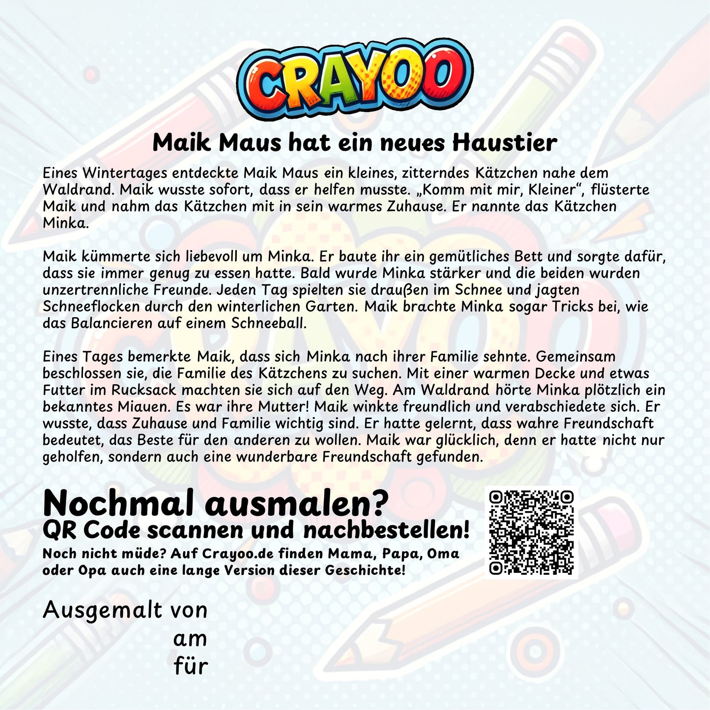 Maik Maus hat ein neues Haustier - 10x Bild zum Ausmalen
